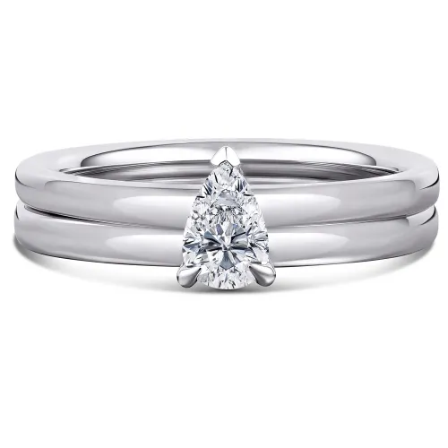 Platinum Pear Diamond Bridal Set - Blossom